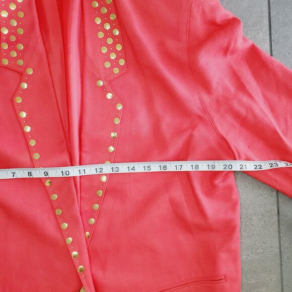 Vintage Mardel Womens Coral Pink Blazer Business Casual Unique Dolly Retro SZ 12 - Picture 6 of 11